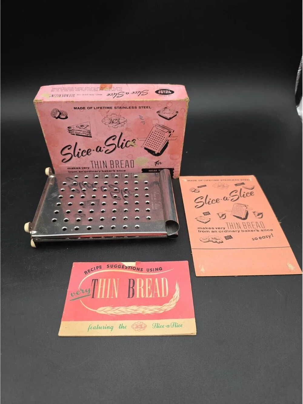 Vintage Kitchen Collectibles Slice-A-Slice  This Bread Melba Toast W Box ACE